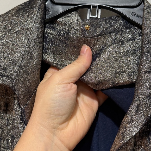 Peter Cohen Rocker Silver Velvety Foil Blazer Topper XL Layering Career Holiday - Picture 3 of 15